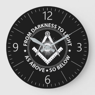 Freemasonry emblem large clock