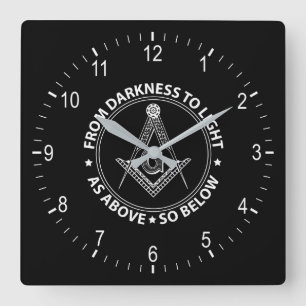 Freemasonry emblem square wall clock