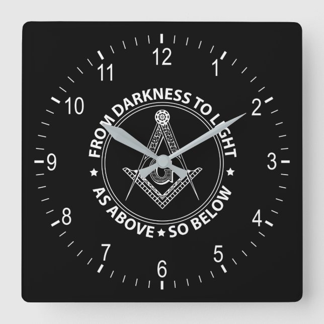 Freemasonry emblem square wall clock (Front)