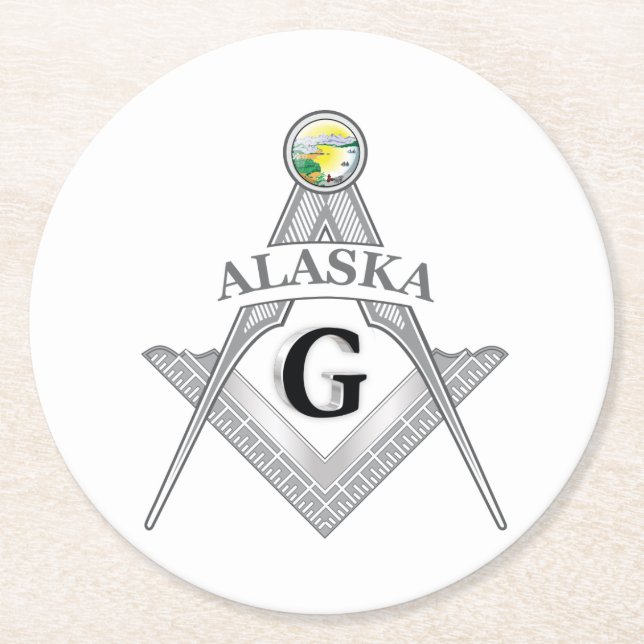 Freemasonry lodge of the state of Alaska Round Paper Coaster (Front)