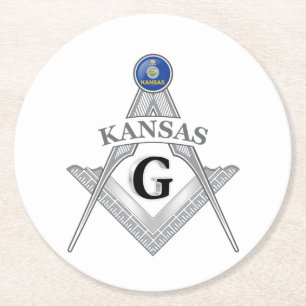 Freemasonry lodge of the state of Kansas Round Paper Coaster