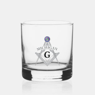 Freemasonry lodge of the state of Michigan Whiskey Glass