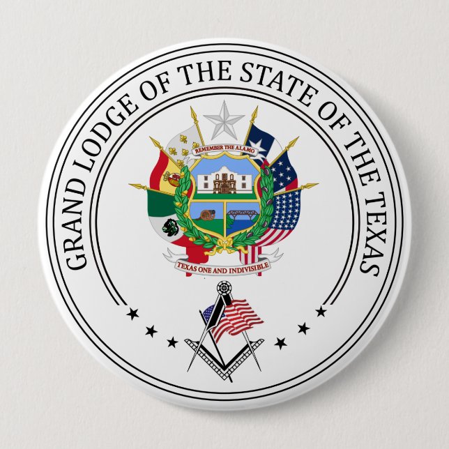 Freemasonry lodge of the state of Texas 10 Cm Round Badge (Front)
