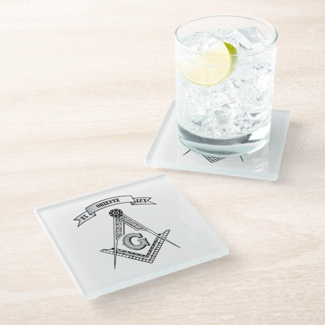 Freemasonry sign glass coaster (Angled)