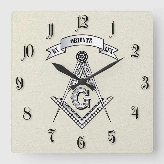Freemasonry sign square wall clock (Front)