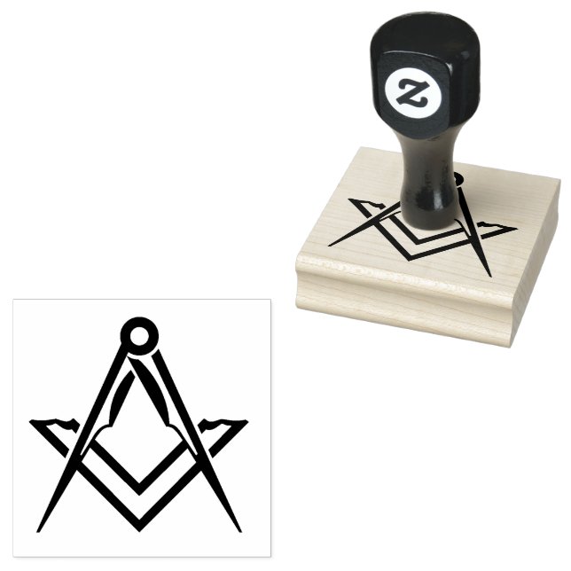 Freemasonry Square Compass Masonic  Rubber Stamp (Stamped)