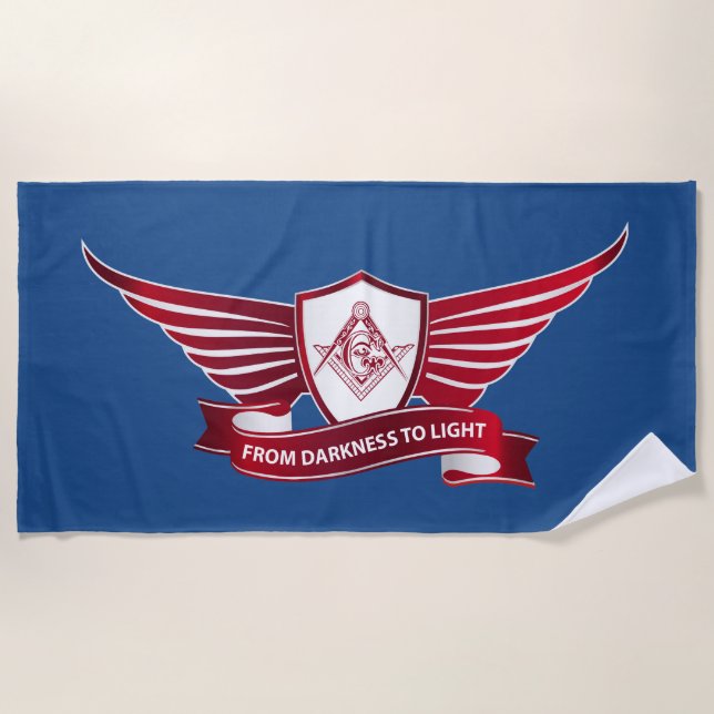 Freemasonry symbol and shield beach towel (Front)