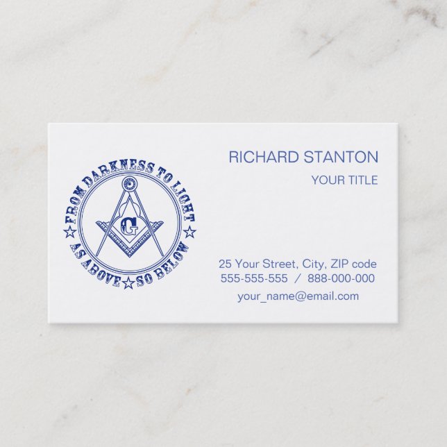 Freemasonry symbol business card (Front)