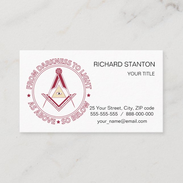 Freemasonry symbol business card (Front)