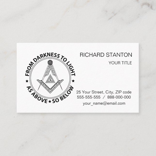 Freemasonry symbol business card (Front)