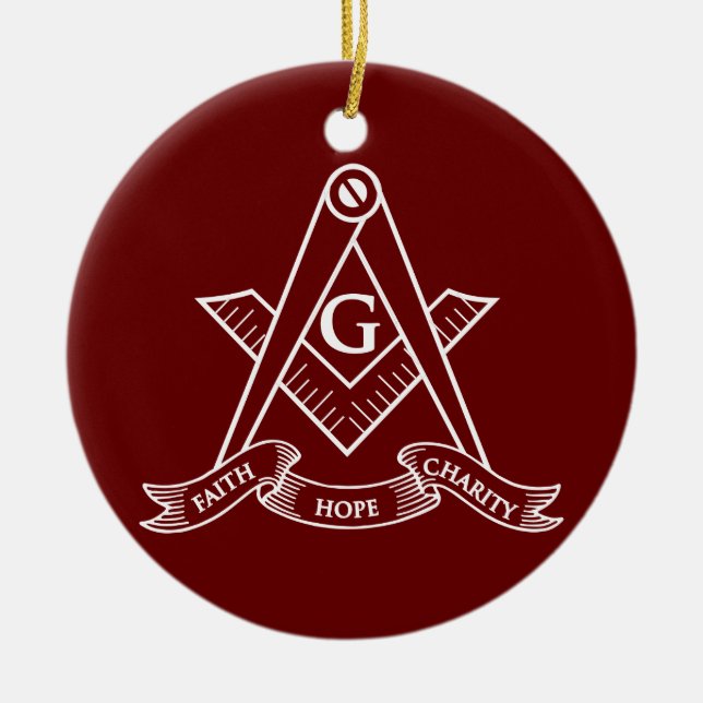 Freemasonry symbol ceramic tree decoration (Front)
