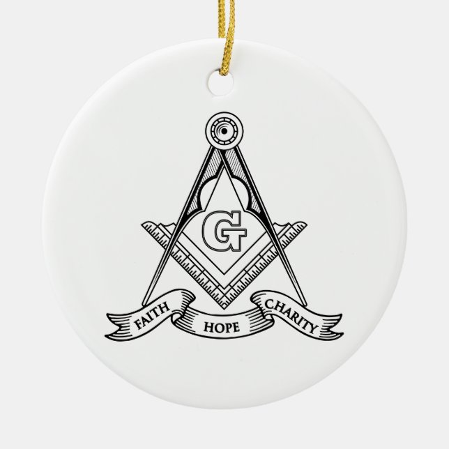 Freemasonry symbol ceramic tree decoration (Front)