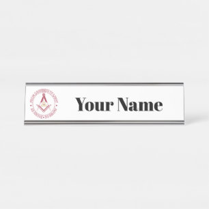 Freemasonry symbol desk name plate