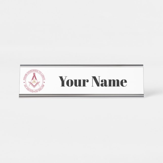Freemasonry symbol desk name plate (Front)