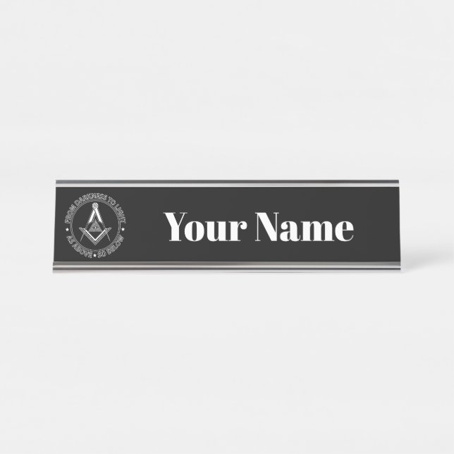 Freemasonry symbol desk name plate (Front)