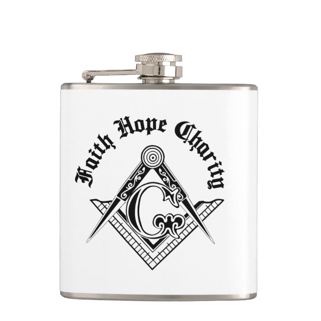 Freemasonry symbol hip flask (Front)