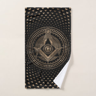 Freemasonry symbol Square and Compasses Bath Towel Set