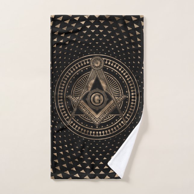 Freemasonry symbol Square and Compasses Bath Towel Set (Hand Towel)