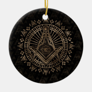 Freemasonry symbol Square and Compasses Ceramic Tree Decoration