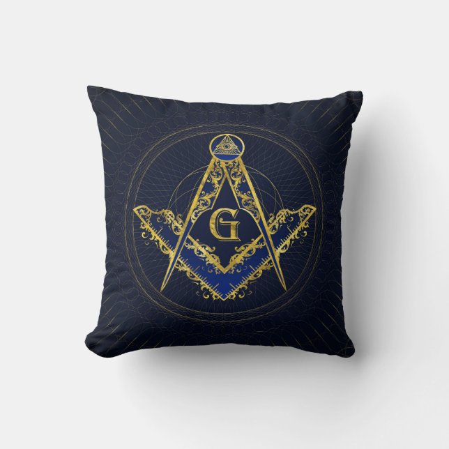 Freemasonry symbol Square and Compasses Cushion (Front)