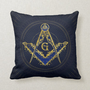 Freemasonry symbol Square and Compasses Cushion