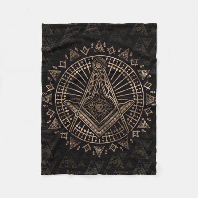 Freemasonry symbol Square and Compasses Fleece Blanket (Front)