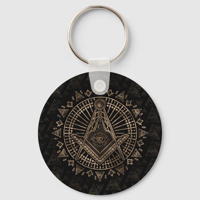 Freemasonry symbol Square and Compasses Key Ring (Front)