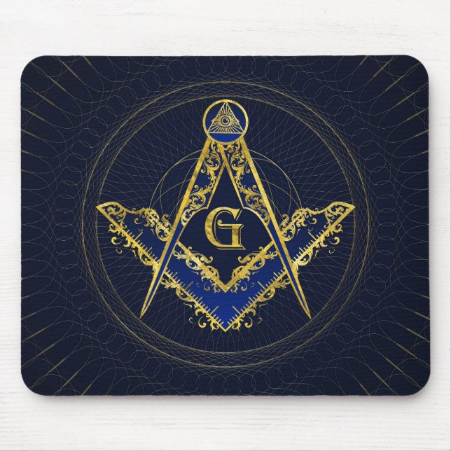 Freemasonry symbol Square and Compasses Mouse Mat (Front)
