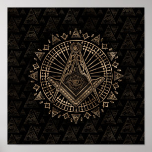 Freemasonry symbol Square and Compasses Poster