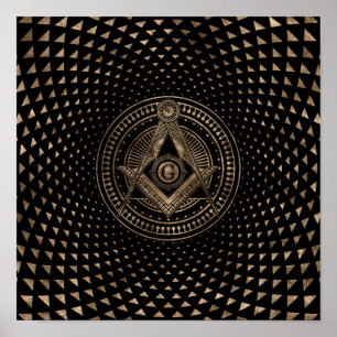 Freemasonry symbol Square and Compasses Poster