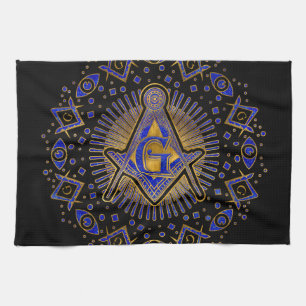 Freemasonry symbol Square and Compasses Tea Towel