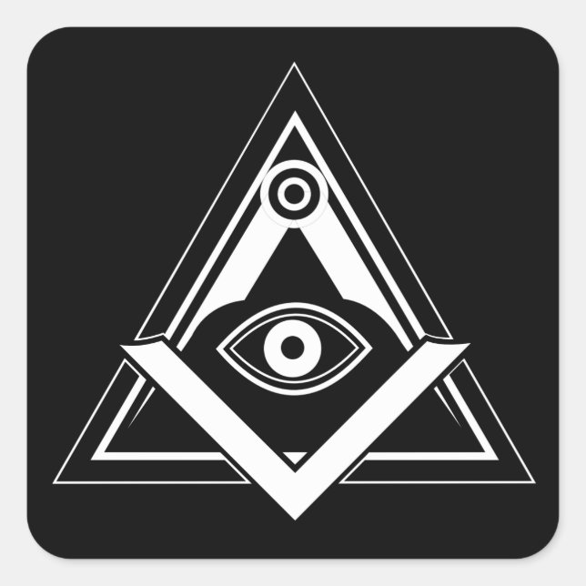 Freemasonry symbol square sticker (Front)