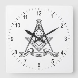 Freemasonry symbol square wall clock