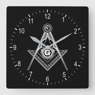 Freemasonry symbol square wall clock