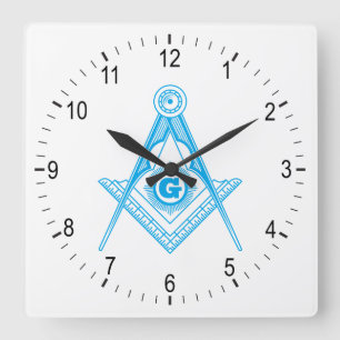 Freemasonry symbol square wall clock