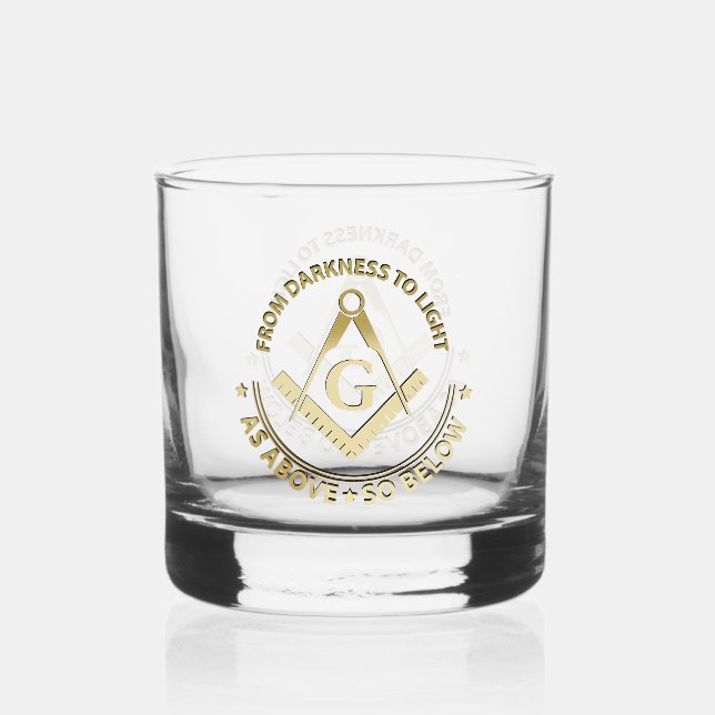 Freemasonry symbol whiskey glass (Back)