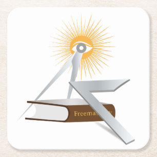 Freemasonry symbols square paper coaster