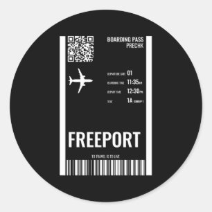 Freeport Bahamas Boarding Pass Airline Ticket Trav Classic Round Sticker