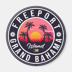 Freeport Bahamas Retro Sunset Souvenirs 60s Magnet