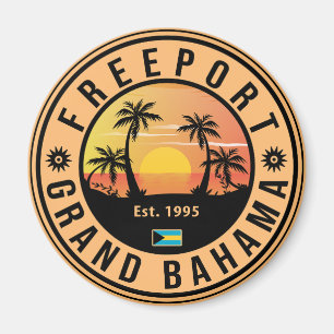 Freeport Bahamas Retro Sunset Souvenirs 60s Magnet