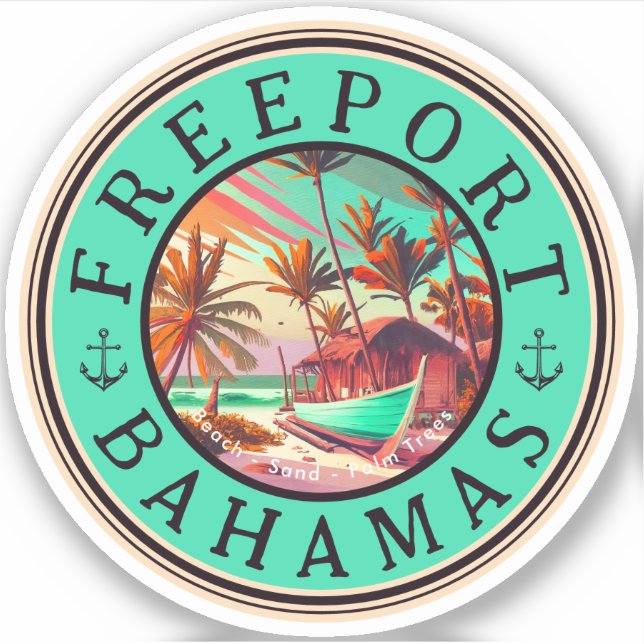 Freeport Bahamas Retro Sunset Travel Souvenir 1950 (Front)
