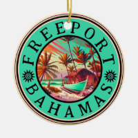 Freeport Bahamas Retro Sunset Travel Souvenir 50s