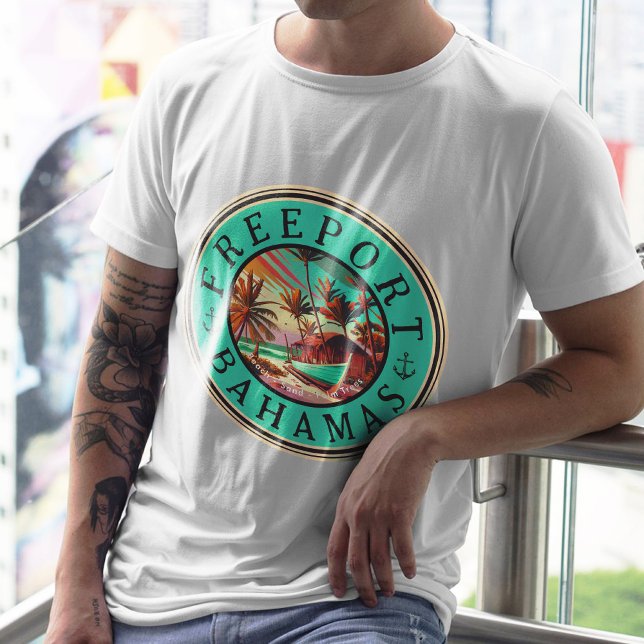 Freeport Bahamas Sunset Travel Souvenir 1950s T-Shirt (Creator Uploaded)