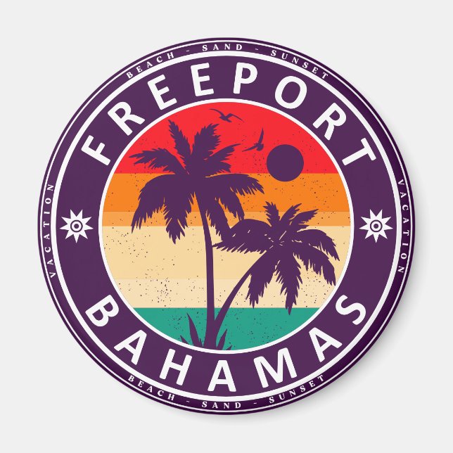 Freeport Bahamas Vintage Souvenirs 80s Magnet (Front)