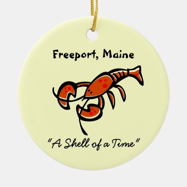 Freeport, Maine Lobster Ceramic Tree Decoration (Front)