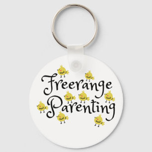 Freerange parenting with yellow chicks everywhere  key ring