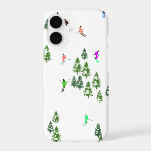 Freeride Alpine Skiers Skiing Illustration Party
