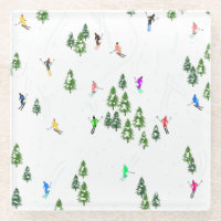 Freeride Alpine Skiers Skiing Illustration Party  