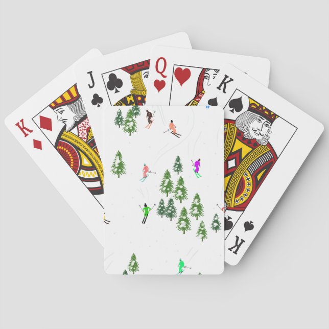 Freeride Alpine Skiers Skiing Illustration Party   Playing Cards (Back)