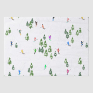 Freeride Alpine Skiers Skiing Illustration Party Tissue Paper